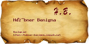 Hübner Benigna névjegykártya